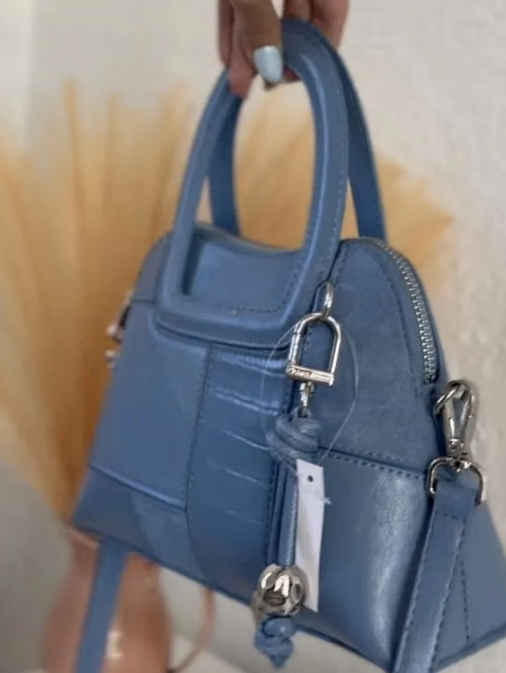 Steve Madden Blue Patchwork Mini Satchel